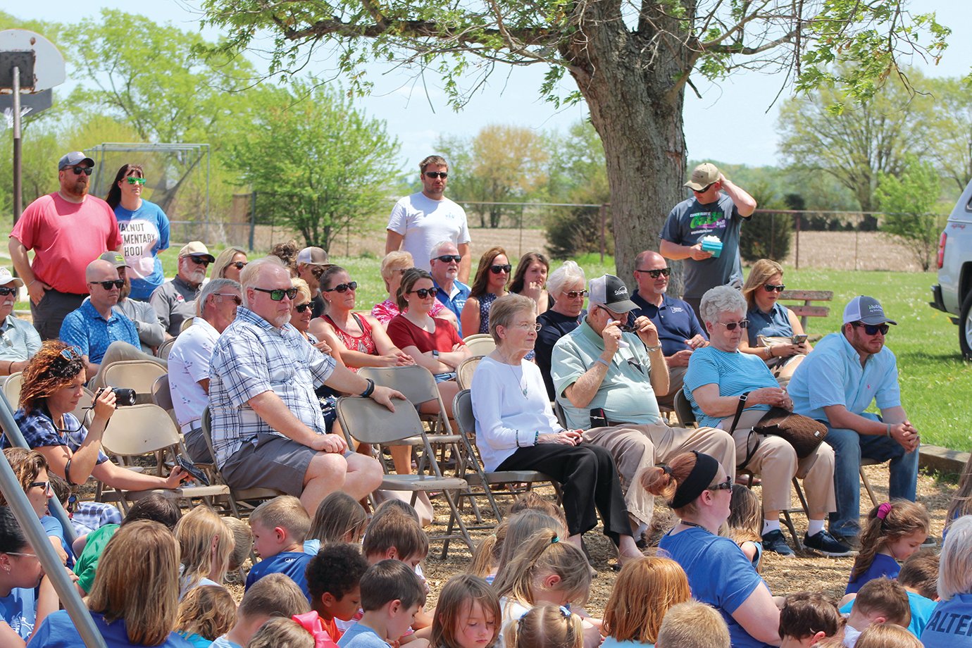 A large crowd gathered Friday at Walnut Elementary for the dedication of Parker